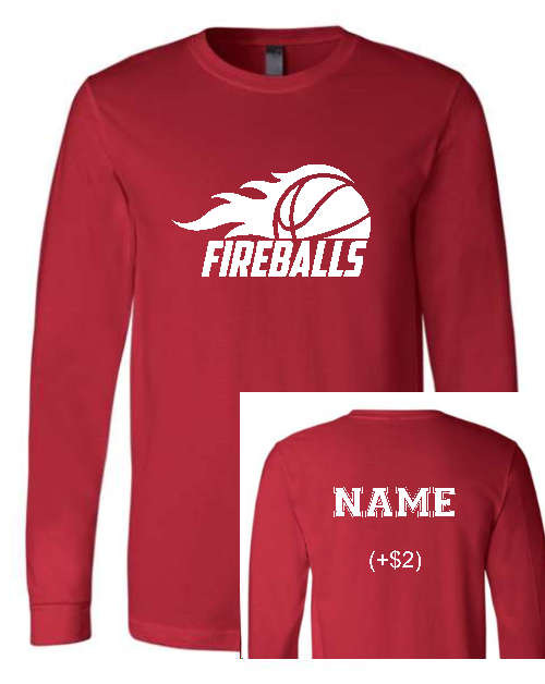 Fireball Basketball Long Sleeve Tee Shirt (Adult and Youth)