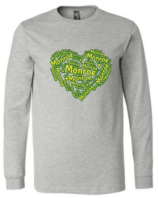 Monroe Word Heart LONG SLEEVE (Adult and Youth)