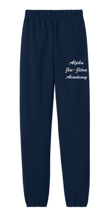 Alpha Jiu-Jitsu Academy Navy Script Jogger Sweatpants (Adult and Youth Sizing)