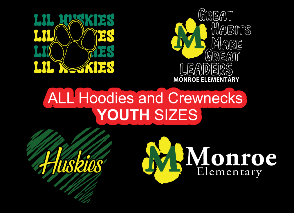 Monroe Elementary- CrewNeck and Hoodie Sweatshirts (YOUTH Sizes)