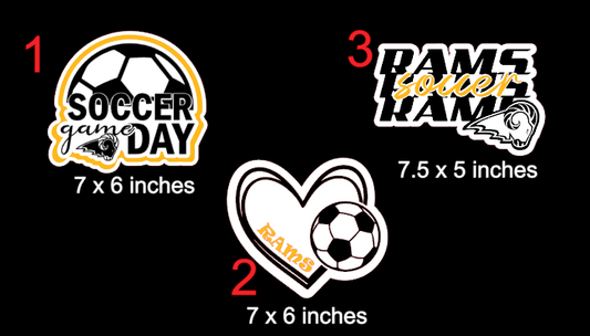 RAMS Soccer Laminated Window Stickers